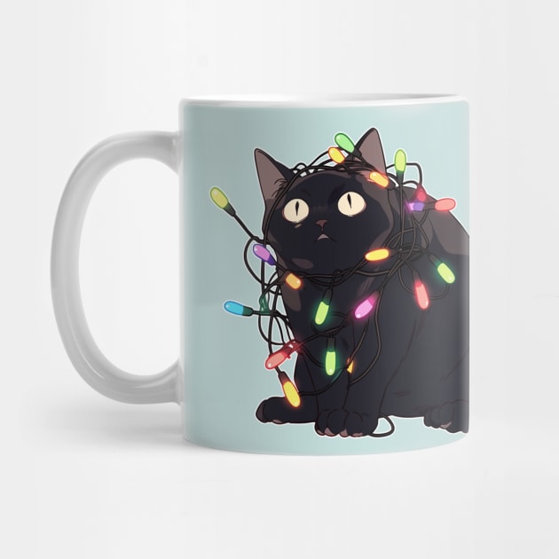 Christmas Cat in Christmas Lights by Seraphine